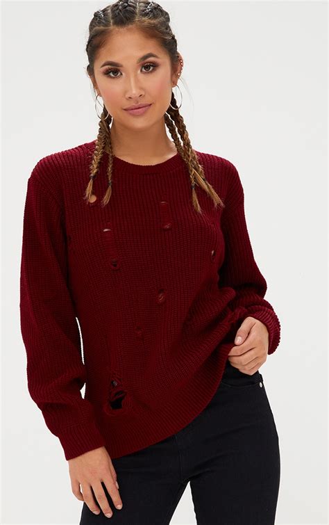 burgundy jumper for women.